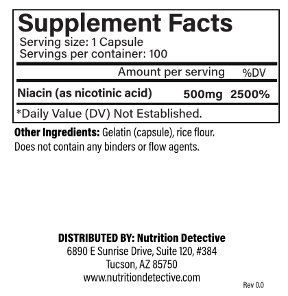 Flush Niacin 500mg 100 Capsules