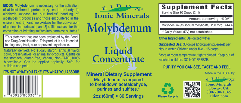 EIDON Ionic Minerals Molybdenum Liquid 2 oz